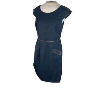 Worthington Fitted Pencil Dress Checkered Navy Blue Size 10